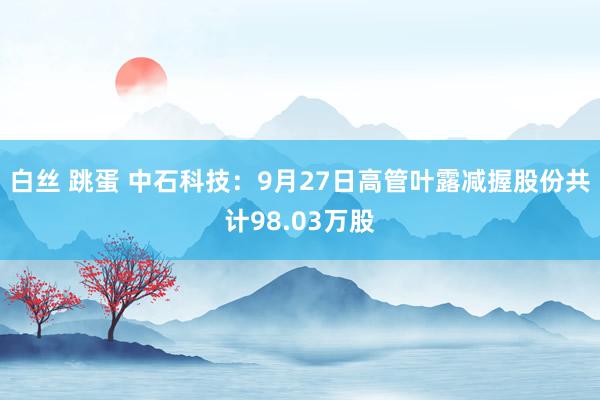 白丝 跳蛋 中石科技：9月27日高管叶露减握股份共计98.03万股