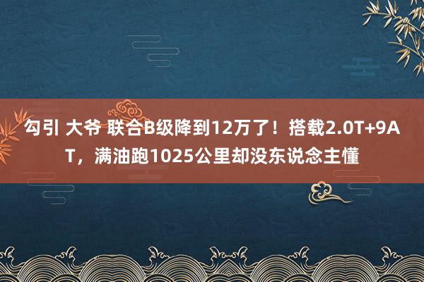 勾引 大爷 联合B级降到12万了！搭载2.0T+9AT，满油跑1025公里却没东说念主懂