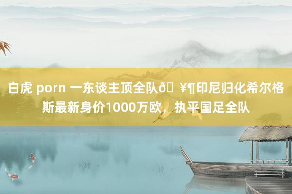 白虎 porn 一东谈主顶全队🥶印尼归化希尔格斯最新身价1000万欧，执平国足全队