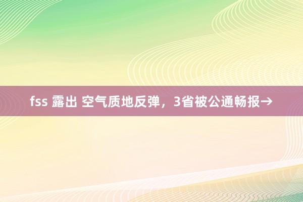 fss 露出 空气质地反弹，3省被公通畅报→