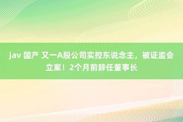 jav 国产 又一A股公司实控东说念主，被证监会立案！2个月前辞任董事长