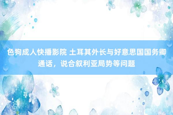 色狗成人快播影院 土耳其外长与好意思国国务卿通话，说合叙利亚局势等问题