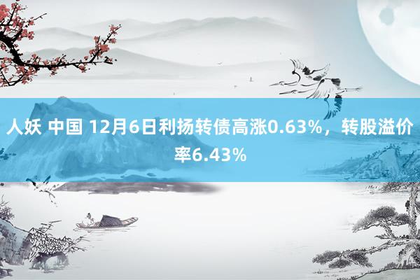 人妖 中国 12月6日利扬转债高涨0.63%，转股溢价率6.43%