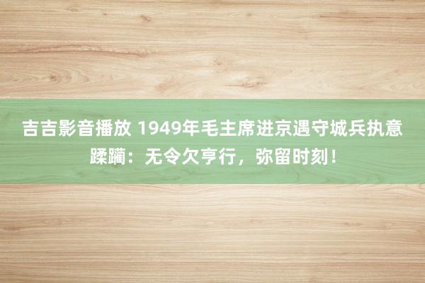 吉吉影音播放 1949年毛主席进京遇守城兵执意蹂躏：无令欠亨行，弥留时刻！