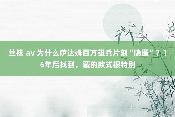 丝袜 av 为什么萨达姆百万雄兵片刻“隐匿”？16年后找到，藏的款式很特别