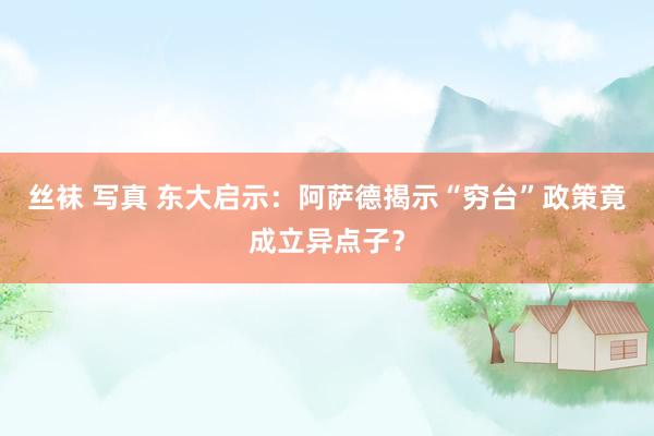 丝袜 写真 东大启示：阿萨德揭示“穷台”政策竟成立异点子？