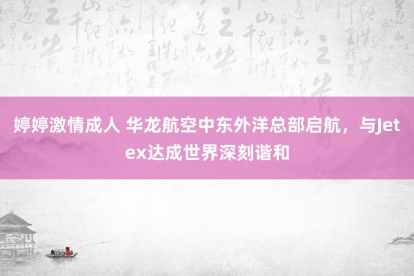 婷婷激情成人 华龙航空中东外洋总部启航，与Jetex达成世界深刻谐和