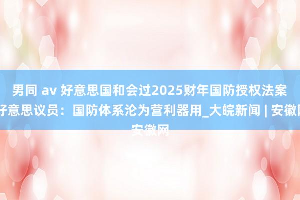 男同 av 好意思国和会过2025财年国防授权法案 好意思议员：国防体系沦为营利器用_大皖新闻 | 安徽网