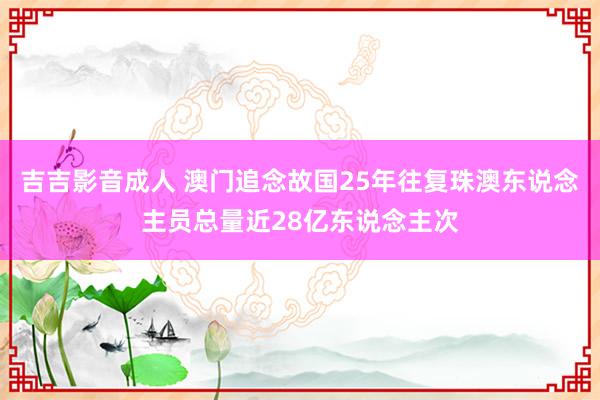 吉吉影音成人 澳门追念故国25年往复珠澳东说念主员总量近28亿东说念主次