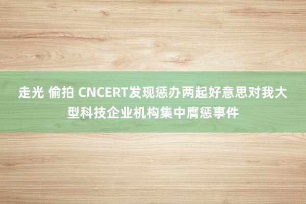 走光 偷拍 CNCERT发现惩办两起好意思对我大型科技企业机构集中膺惩事件