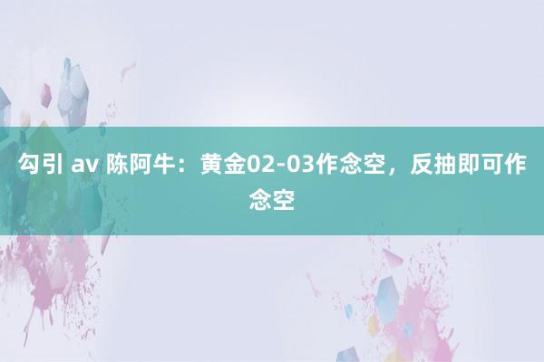 勾引 av 陈阿牛：黄金02-03作念空，反抽即可作念空