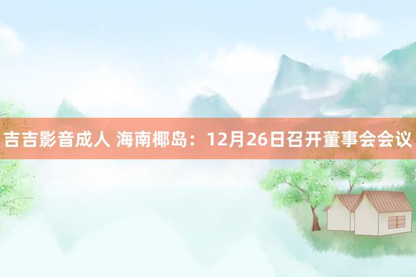 吉吉影音成人 海南椰岛：12月26日召开董事会会议