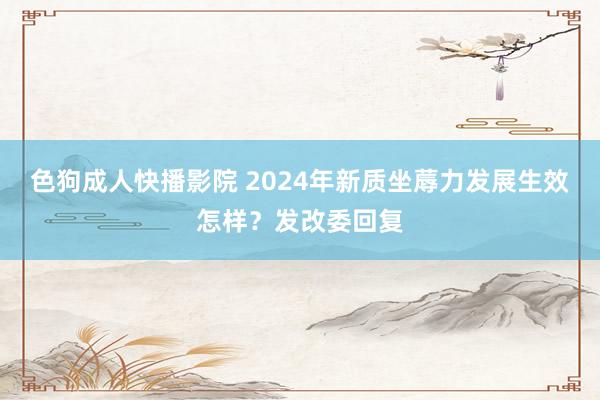 色狗成人快播影院 2024年新质坐蓐力发展生效怎样？发改委回复