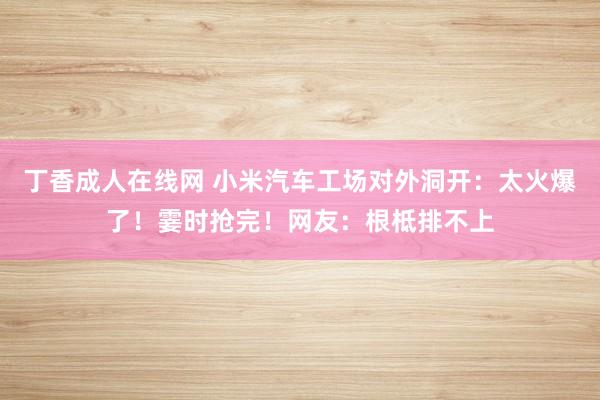 丁香成人在线网 小米汽车工场对外洞开：太火爆了！霎时抢完！网友：根柢排不上