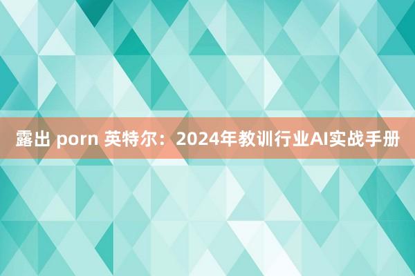 露出 porn 英特尔：2024年教训行业AI实战手册