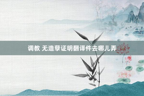 调教 无造孽证明翻译件去哪儿弄