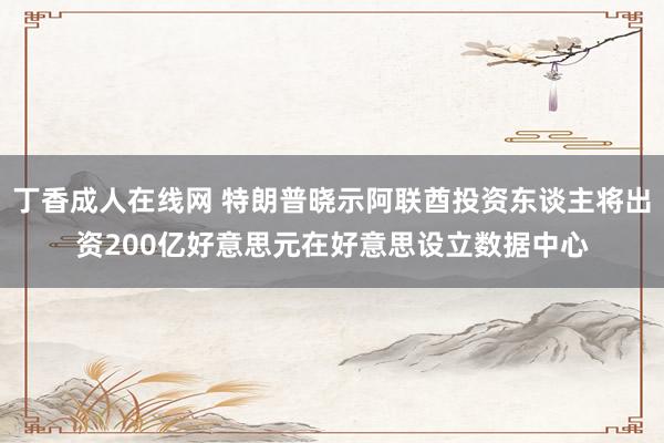 丁香成人在线网 特朗普晓示阿联酋投资东谈主将出资200亿好意思元在好意思设立数据中心