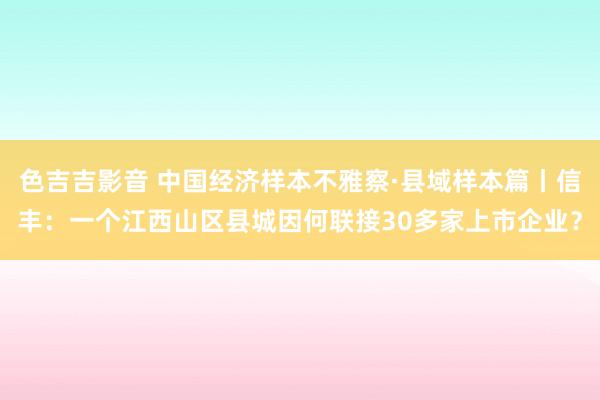 色吉吉影音 中国经济样本不雅察·县域样本篇丨信丰：一个江西山区县城因何联接30多家上市企业？