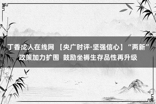 丁香成人在线网 【央广时评·坚强信心】“两新”政策加力扩围  鼓励坐褥生存品性再升级