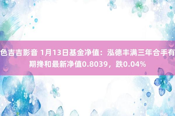 色吉吉影音 1月13日基金净值：泓德丰满三年合手有期搀和最新净值0.8039，跌0.04%